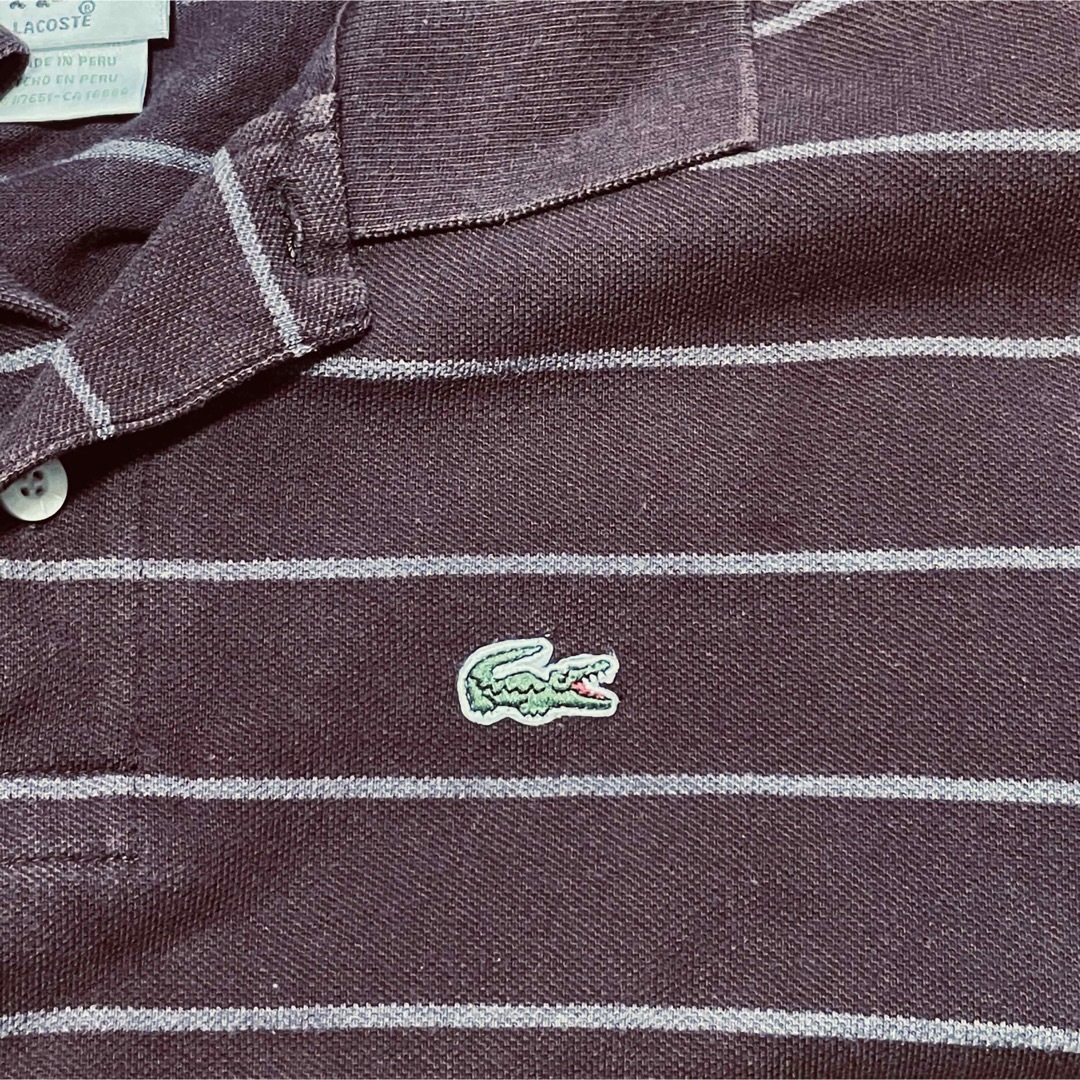 LACOSTE(ラコステ)のラコステ ポロシャツ ブラウン ストライプ サイズ 4 メンズのトップス(ポロシャツ)の商品写真