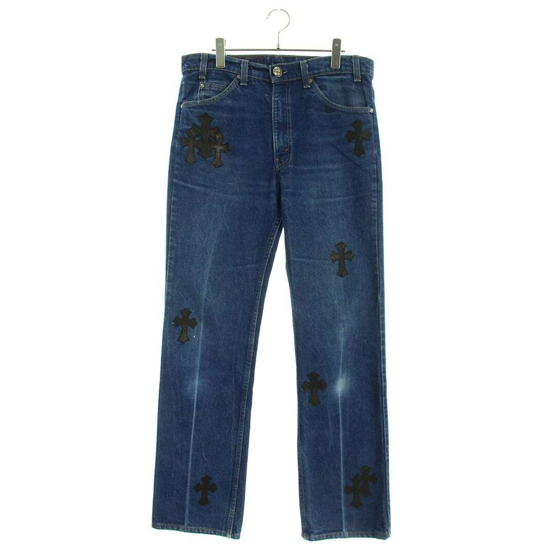 クロムハーツ  U VNTG JEAN BL/ORNG TAB クロスパッチ付きウォッシュドデニムパンツ メンズ 33インチ