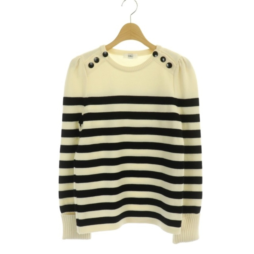 オブリ wool puff sleeve knit パフスリーブボーダーニット