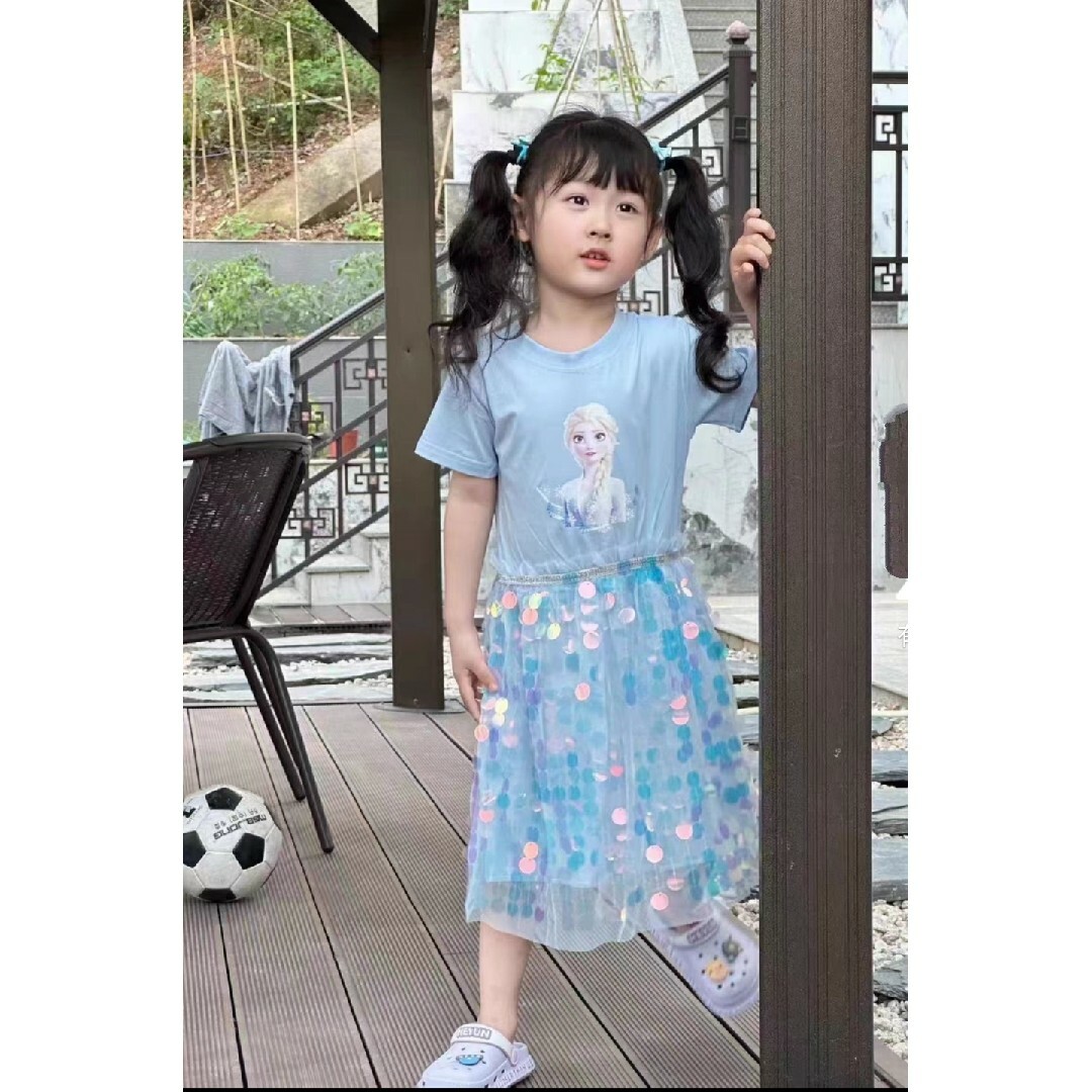 ★140cm★ エルサドレス プリンセスドレス アナ雪 ディズニー キッズ/ベビー/マタニティのキッズ服女の子用(90cm~)(ドレス/フォーマル)の商品写真