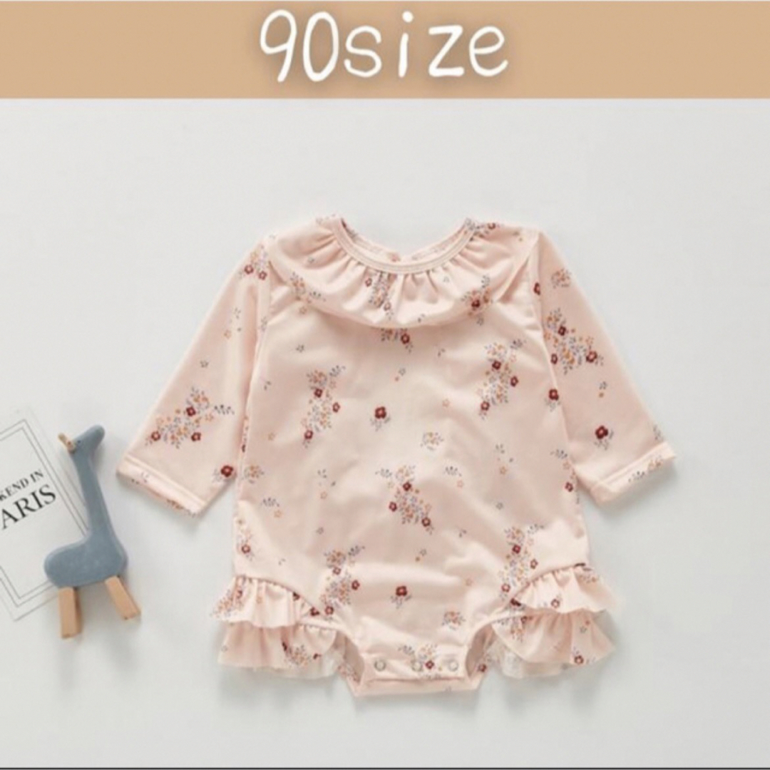 ベビー水着　花柄ピンク　90 キッズ/ベビー/マタニティのキッズ服女の子用(90cm~)(水着)の商品写真