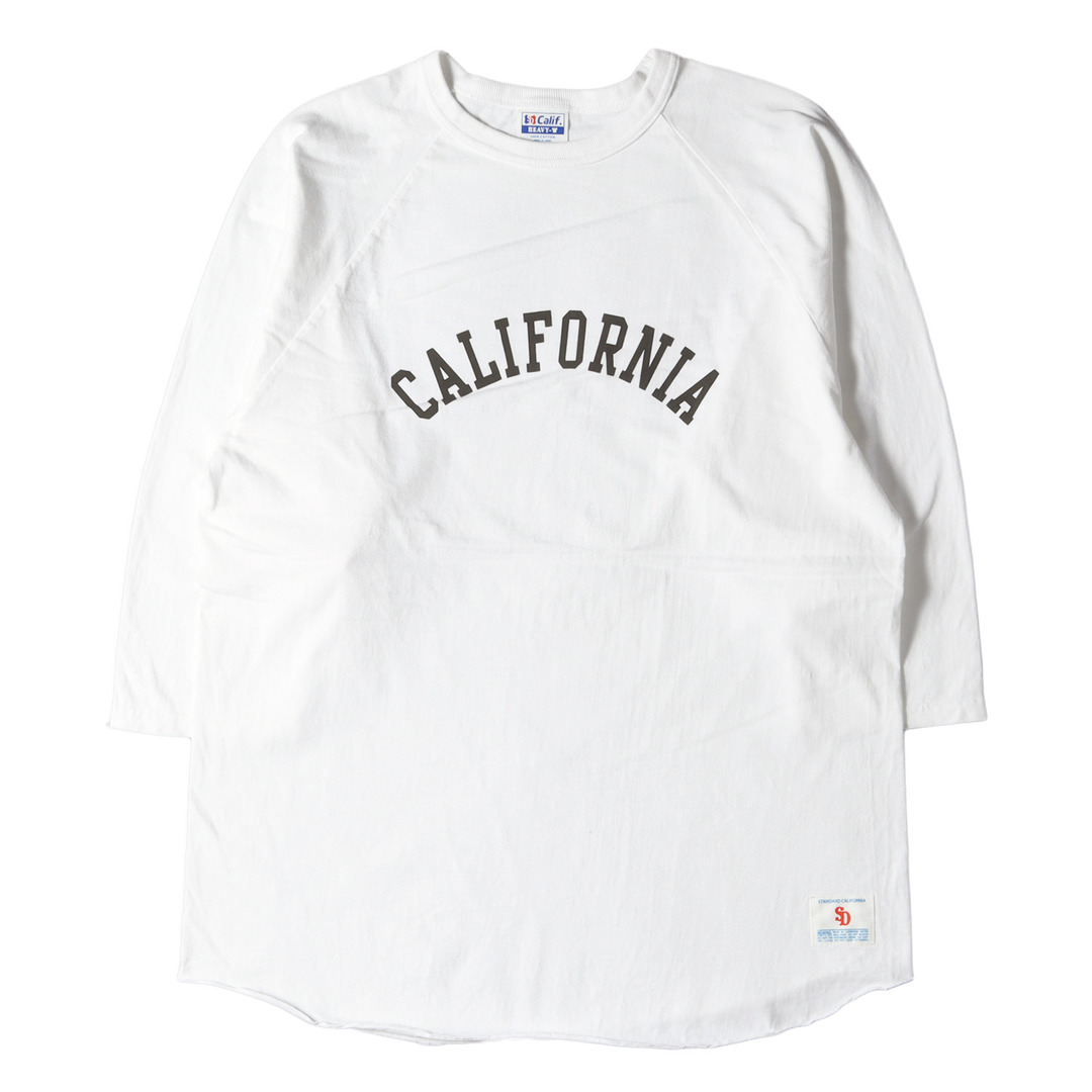 STANDARD CALIFORNIA(スタンダードカリフォルニア)のSTANDARD CALIFORNIA スタンダードカリフォルニア Tシャツ サイズ:L 21AW ロゴ ヘビーウェイト ラグラン ベースボール カットソー SD Heavyweight Logo Baseball T クォータースリーブ 七分袖 ホワイト 白 日本製 トップス 長袖 【メンズ】【中古】 メンズのトップス(Tシャツ/カットソー(七分/長袖))の商品写真