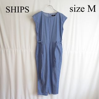 シップス(SHIPS)のSHIPS ノースリーブ コットン オールインワン トップス サロペット ブルー(オールインワン)