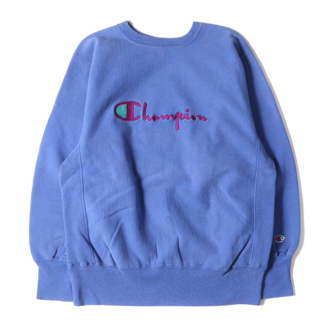 Champion vintage チャンピオン ヴィンテージ 90s 刺繍タグ ブランドロゴ刺繍 リバースウィーブ スウェット USA製 ライトブルー系 L トップス トレーナー アメカジ 【メンズ】