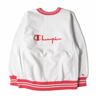 Champion vintage チャンピオン ヴィンテージ 90s 刺繍タグ ブランドロゴ刺繍 リバースウィーブ スウェット USA製 アッシュグレー レッド M トップス トレーナー アメカジ 古着【メンズ】【中古】【K3796】(スウェット)