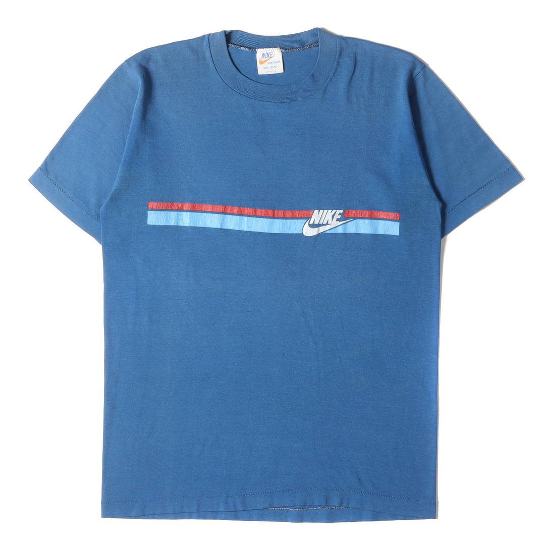 NIKE vintage ナイキ ヴィンテージ 70s オレンジタグ ロゴ プリント クルーネック Tシャツ USA製 ブルー M トップス カットソー 半袖 アメカジ カジュアル  【メンズ】