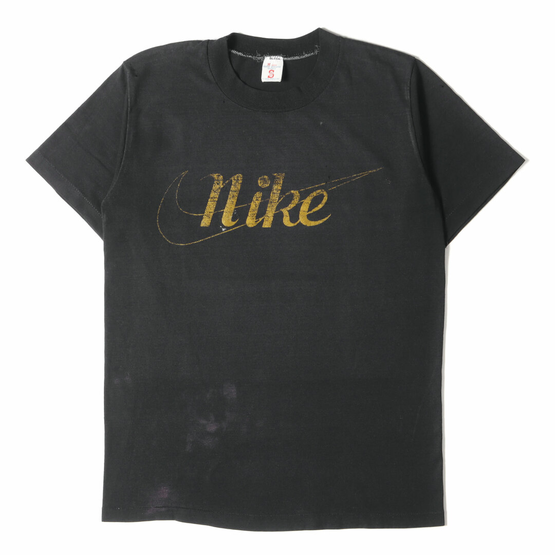 Tシャツ/カットソー(半袖/袖なし)NIKE ナイキ Tシャツ サイズ:M 社外タグ 筆記体ロゴ クルーネック Tシャツ SOFFEボディ / USA製 vintage ヴィンテージ 70s ブラック 黒 トップス カットソー 半袖 アメカジ スポーツ  【メンズ】