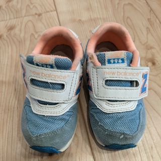 キュウキュウロク(996（New Balance）)のニューバランス 子供用スニーカー ブルー ×サーモンピンク 14.5センチ(スニーカー)