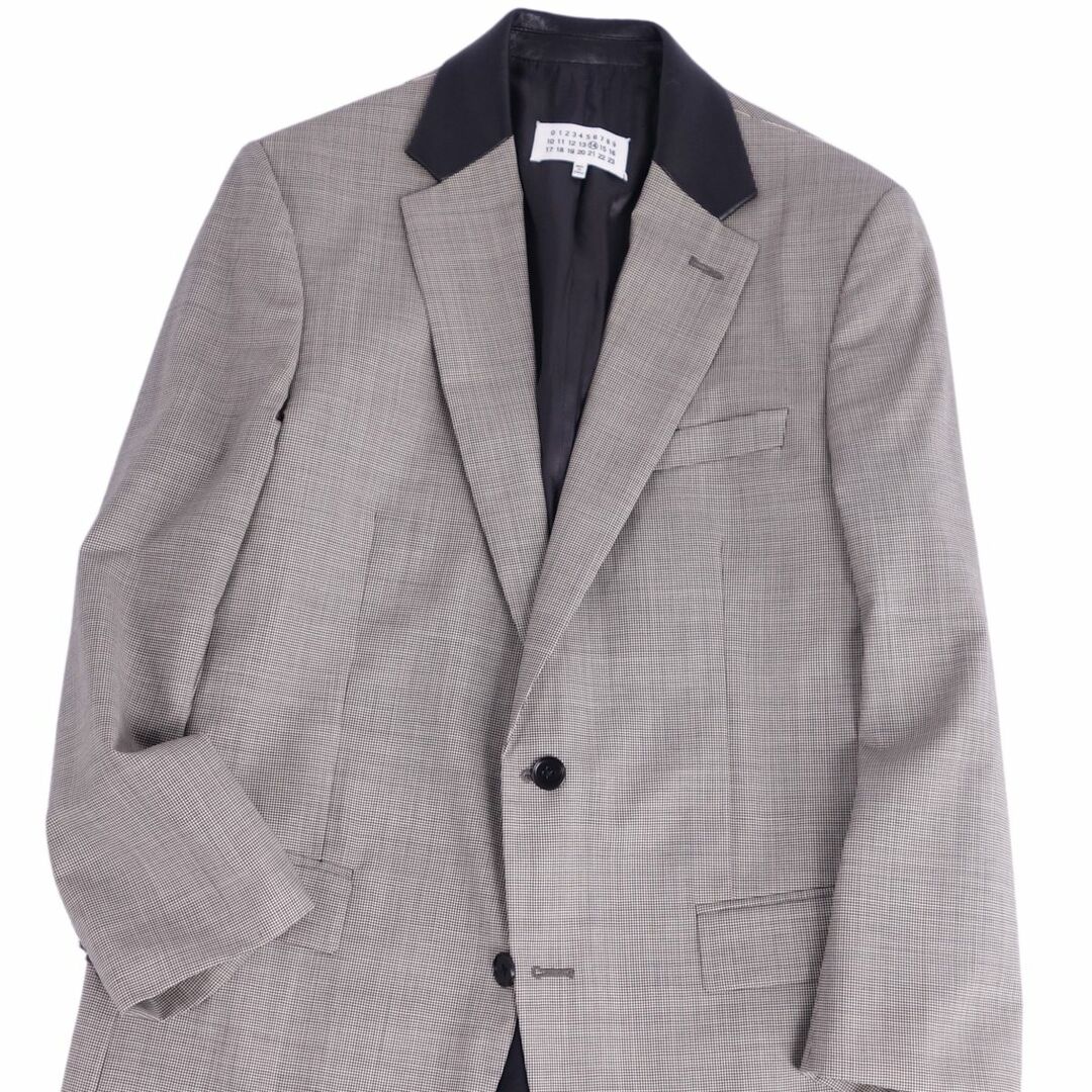 美品 メゾンマルジェラ Maison Margiela 14 ジャケット テーラードジャケット シングル チェック柄 ウール アウター メンズ 50(L相当) グレー