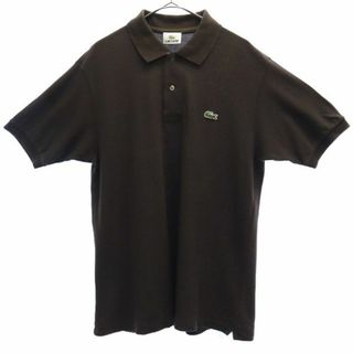 ラコステ(LACOSTE)のラコステ 日本製 ワッペン 半袖 ポロシャツ 4 ブラウン LACOSTE 鹿の子地 ロゴ メンズ 【中古】  【230725】(ポロシャツ)