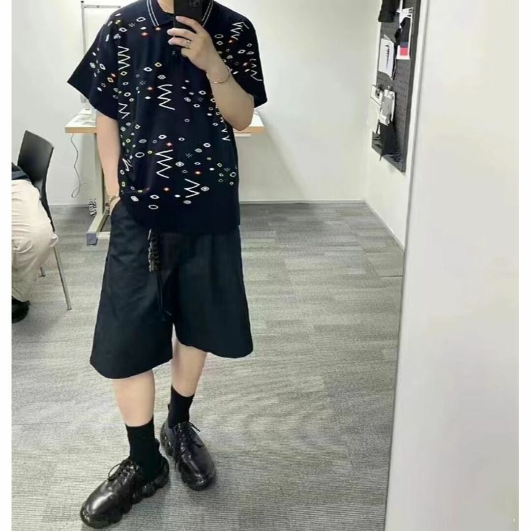 アイボリー×レッド namacheko ナマチェコ 21ss ニットポロ L