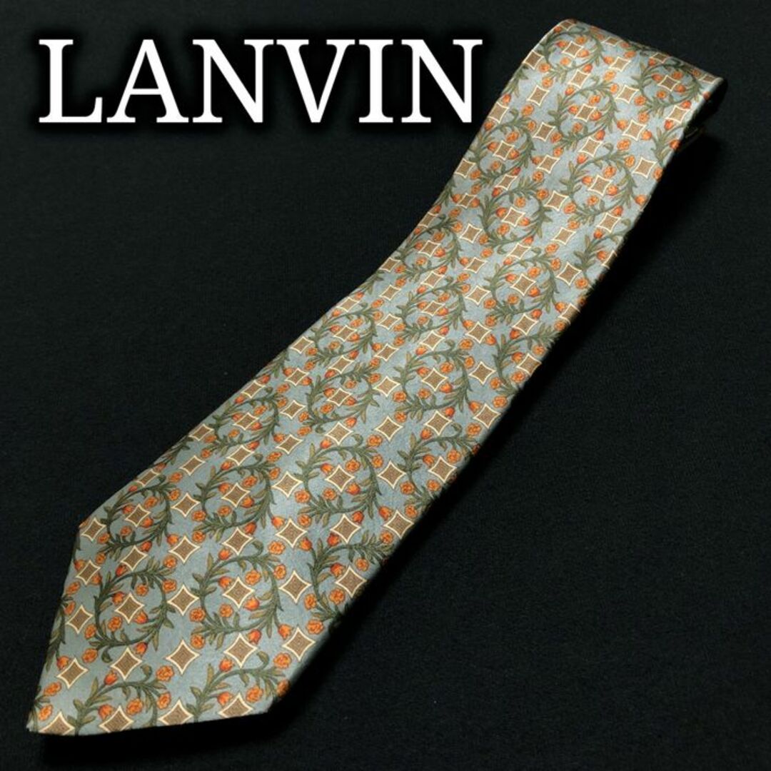 LANVIN(ランバン)のランバン フラワー スカイブルー＆オレンジ ネクタイ A104-T20 メンズのファッション小物(ネクタイ)の商品写真
