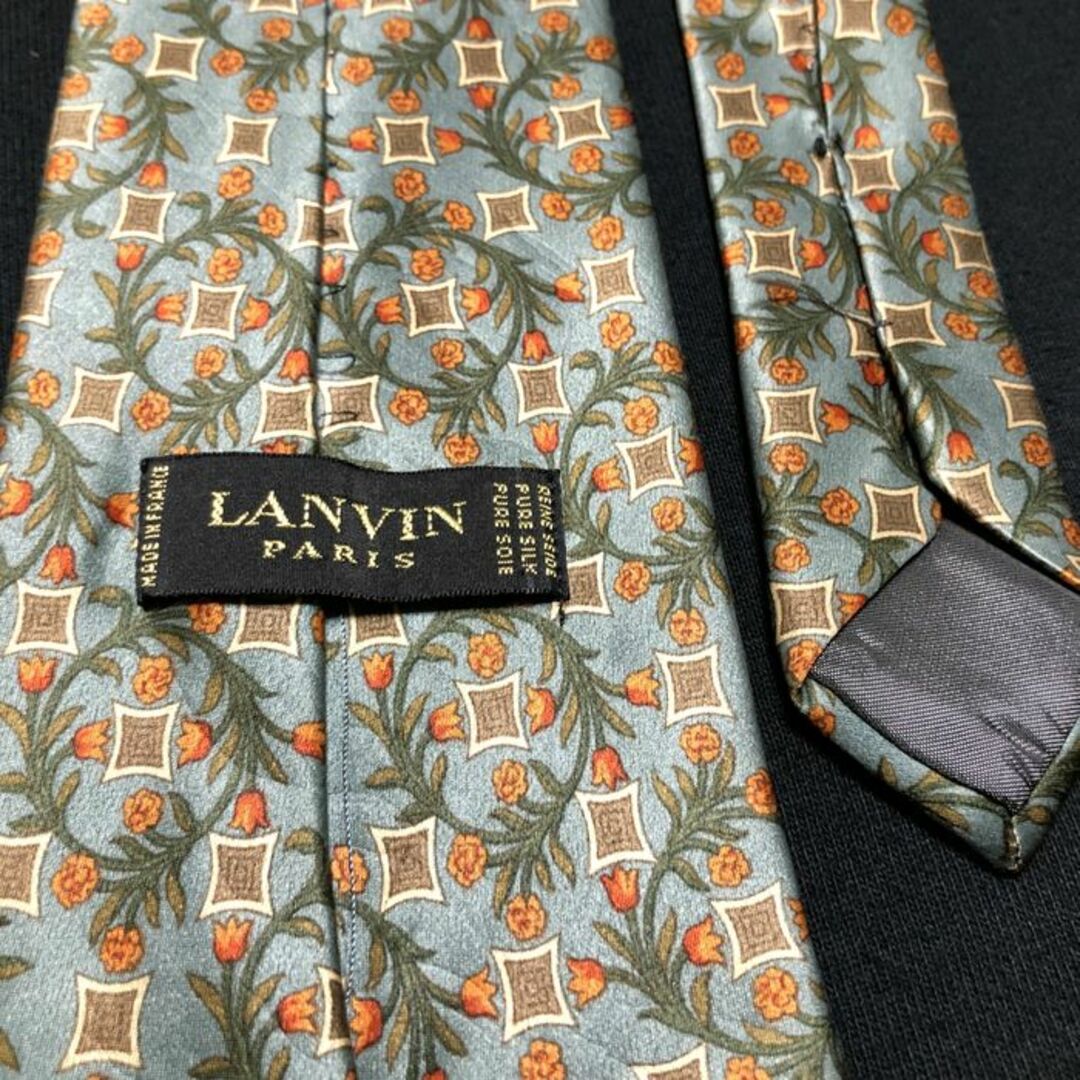 LANVIN(ランバン)のランバン フラワー スカイブルー＆オレンジ ネクタイ A104-T20 メンズのファッション小物(ネクタイ)の商品写真