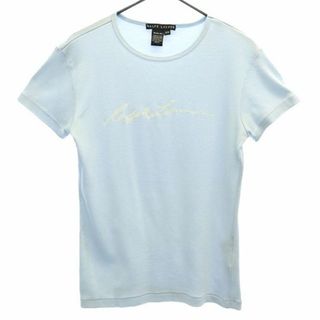 ラルフローレン(Ralph Lauren)のラルフローレン USA製 プリント 半袖 Tシャツ M ブルー RALPH LAUREN ロゴ レディース 【中古】  【230725】 メール便可(Tシャツ(半袖/袖なし))