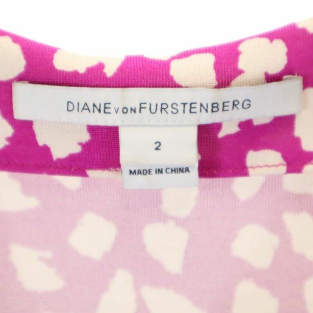 ダイアンフォンファステンバーグ シルク 7分袖 総柄 ワンピース 2 ピンク×白 DIANE VON FURSTENBERG レディース   【230725】 6