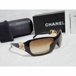 シャネル(CHANEL)の正規レア シャネル ダブルココマークロゴ スポーティーサングラス 茶×金 付属有(サングラス/メガネ)