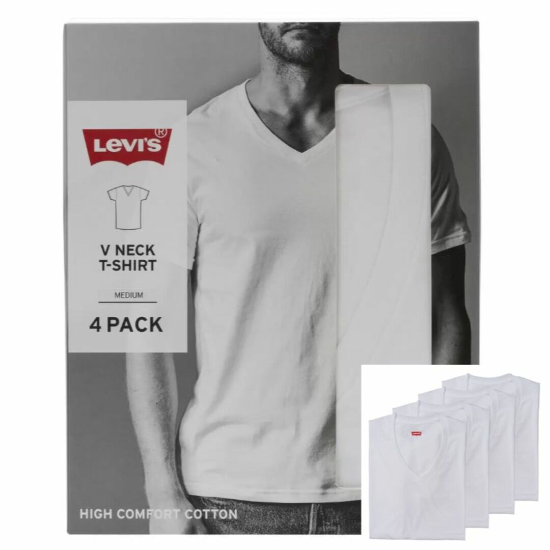 Levi's(リーバイス)の新品 4枚組 S ★ Levis リーバイス メンズ Vネック 半袖 Tシャツ メンズのトップス(Tシャツ/カットソー(半袖/袖なし))の商品写真