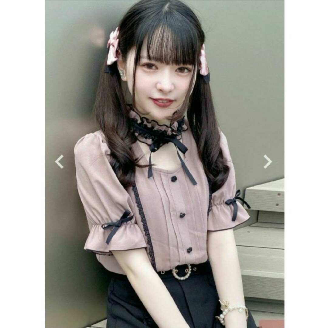 FUZZYKON ブラック 個性的 チョーカーデザイン トップス-