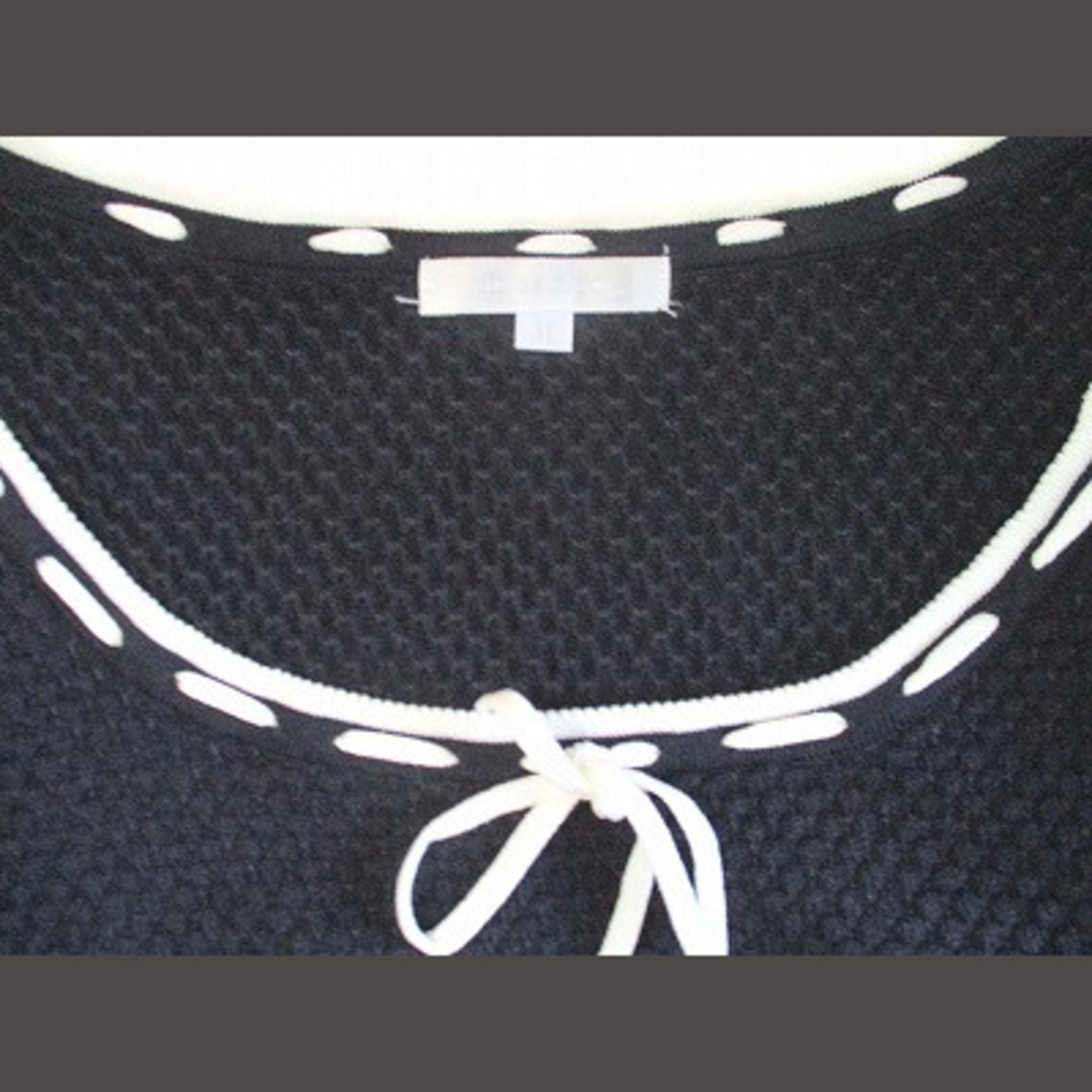 TO BE CHIC(トゥービーシック)のトゥービーシック ワンピース ニット 七分袖 リボン ブラック 2 レディースのワンピース(ミニワンピース)の商品写真
