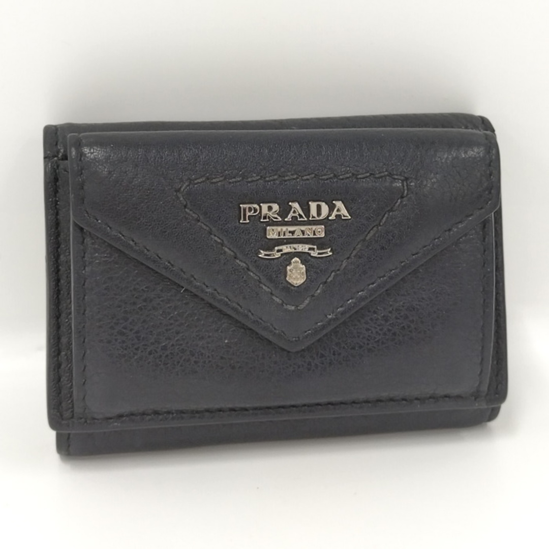 PRADA 三つ折り財布 ヴィッテロダイノ レザー ブラック - 財布