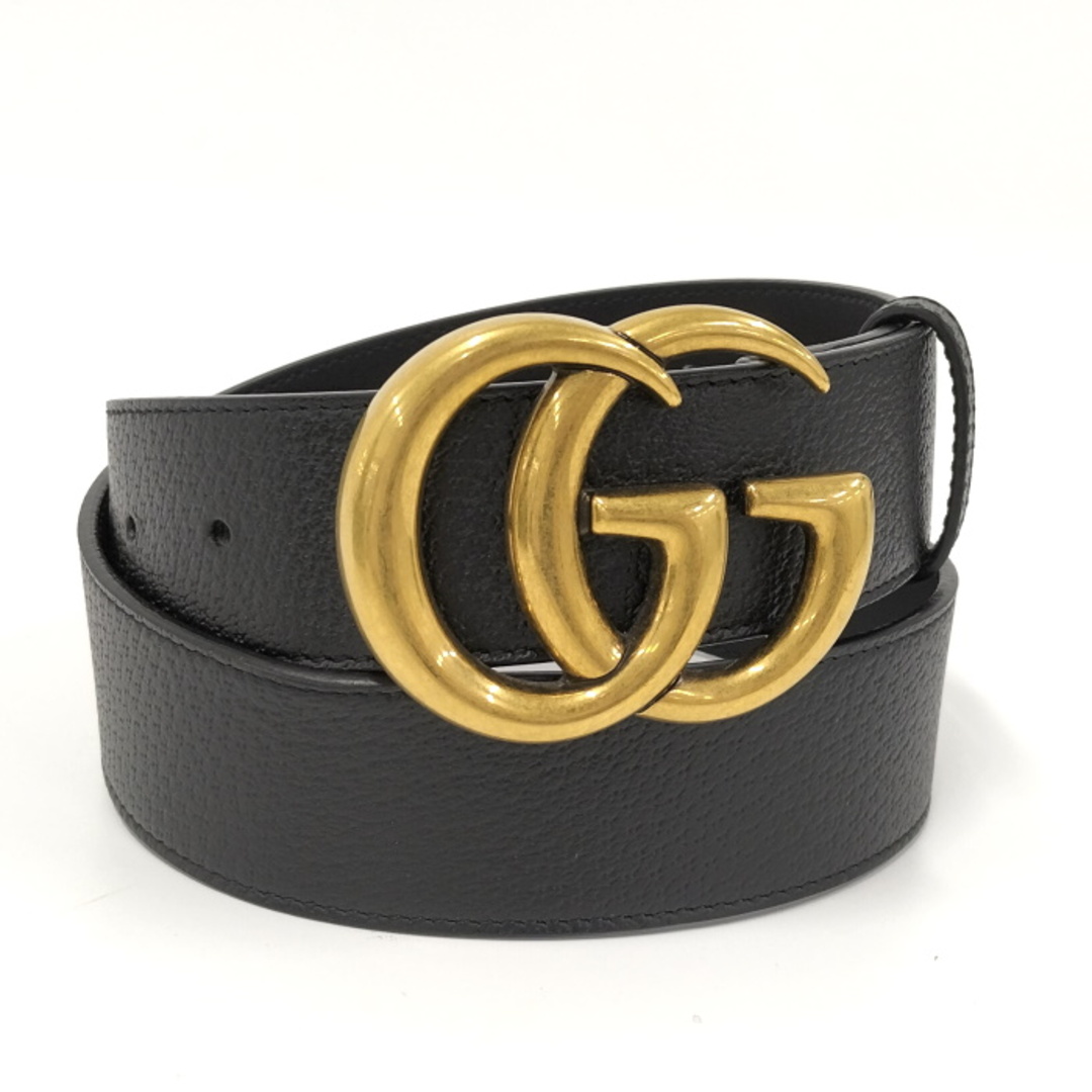 Gucci - GUCCI ベルト GGマーモント レザー ブラック ゴールド 406831