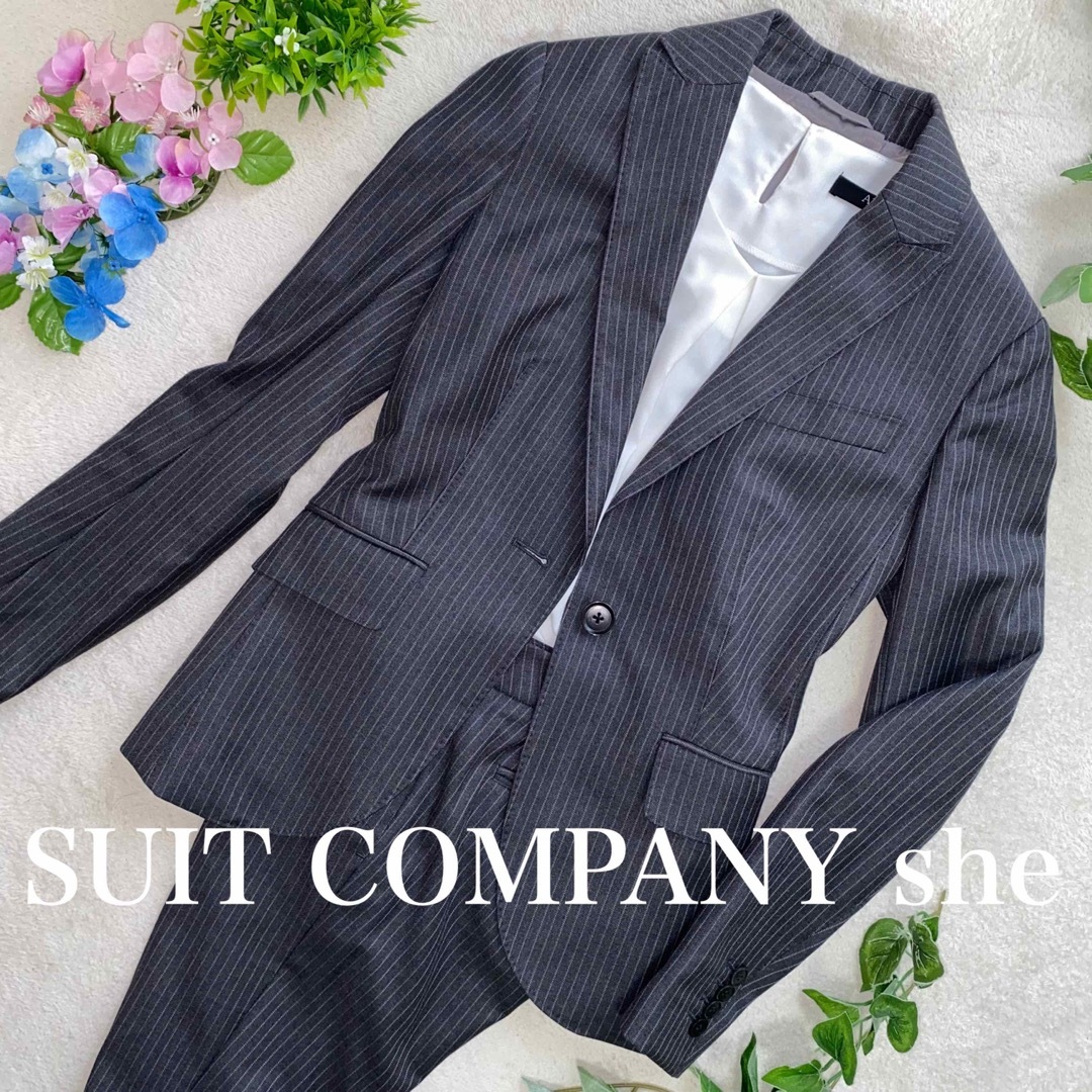 SUIT COMPANY she 高級イタリア生地使用 シルク混 上下36 S位 - 通販