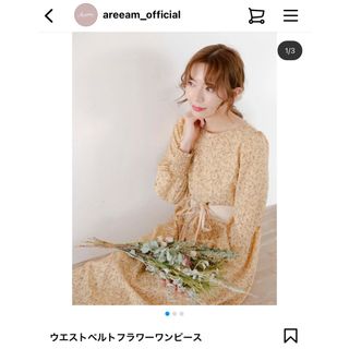 アースミュージックアンドエコロジー(earth music & ecology)のAreeam ウエストベルトフラワーワンピース(ロングワンピース/マキシワンピース)