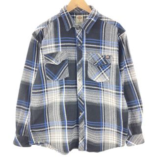 ディッキーズ(Dickies)の古着 ディッキーズ Dickies チェック柄 長袖 ヘビーネルシャツ メンズL /eaa357809(シャツ)