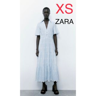 ザラ(ZARA)のZARA カットワーク エンブロイダリー ティアードワンピース ロングワンピース(ロングワンピース/マキシワンピース)