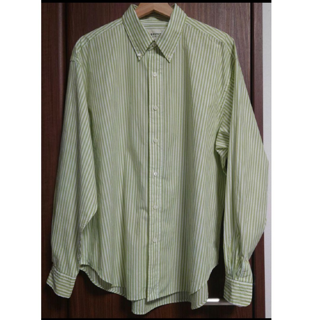 美品★23SS Shinzone DADDYシャツ ストライプ GREEN
