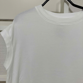 ムジルシリョウヒン(MUJI (無印良品))の無印良品　スムース編みフレンチスリーブロング丈Ｔシャツ　ホワイト　XS〜S(Tシャツ(半袖/袖なし))