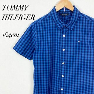 トミーヒルフィガー(TOMMY HILFIGER)のトミーヒルフィガー メンズ トップス シャツ キッズサイズ 薄手 ブルー 美品(シャツ)