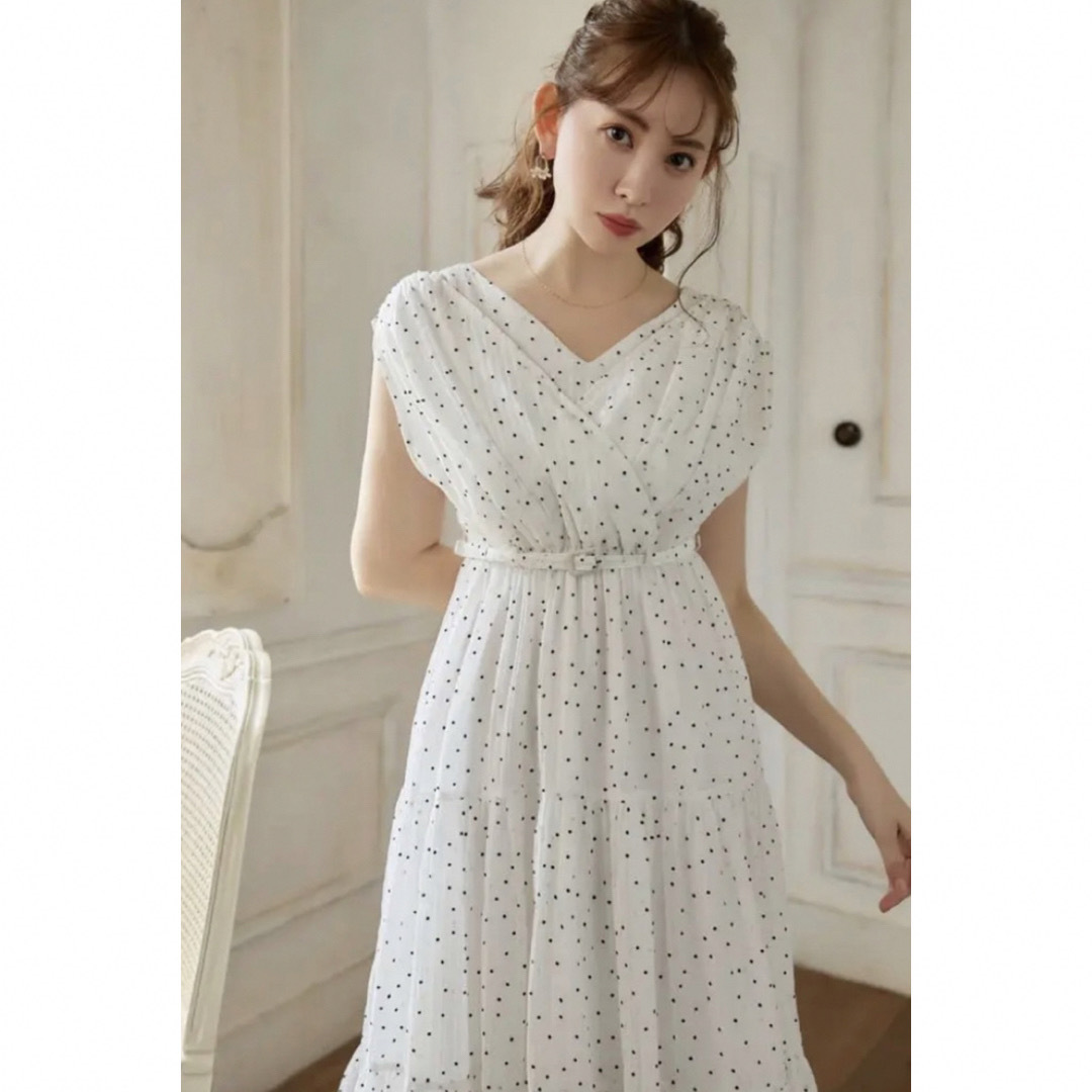 herlipto Tiered Polka-Dot Long Dressワンピース