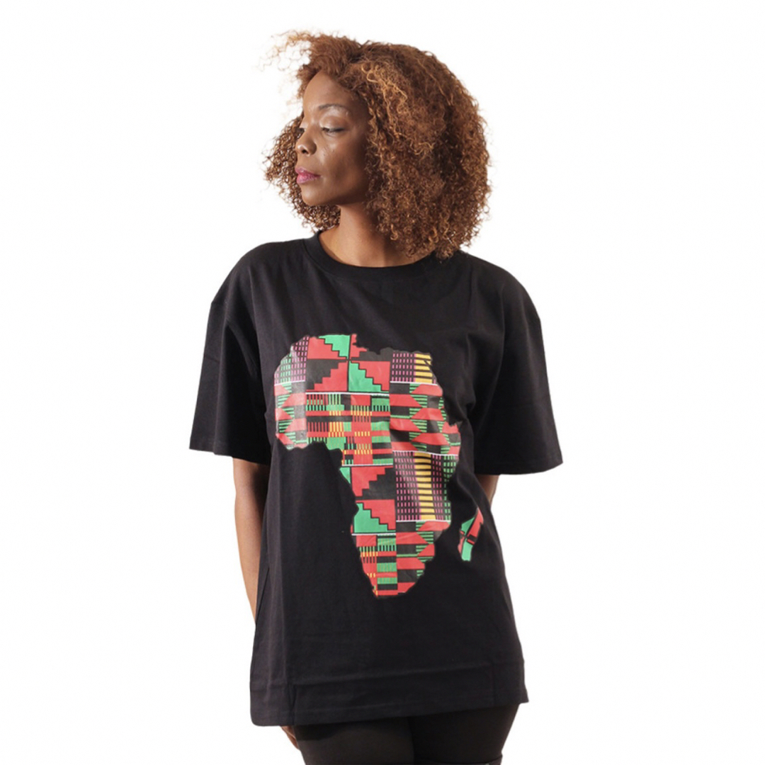 アフリカ大陸　ケンテ　アフリカンプリント　Tシャツ　 アフリカ レディースのトップス(Tシャツ(半袖/袖なし))の商品写真