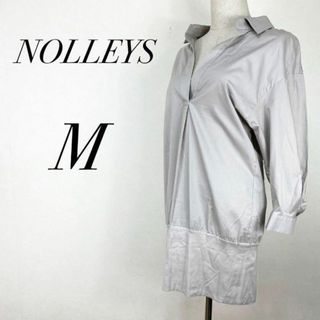 ノーリーズ(NOLLEY'S)の美品　スキッパーシャツ　チュニック　グレージュ　　フォーマル　オフィスカジュアル(シャツ/ブラウス(長袖/七分))