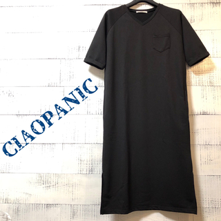 チャオパニック(Ciaopanic)のCIAOPANIC 半袖 Tシャツワンピース Tワンピ Fサイズ 黒(ロングワンピース/マキシワンピース)