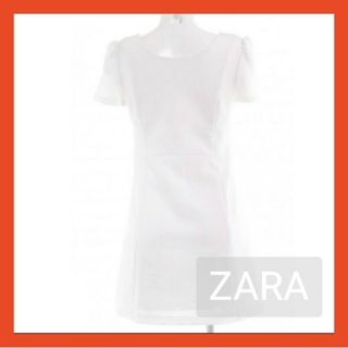 ザラ(ZARA)の【新品】ZARA レディース ワンピース パフスリーブドレス オフホワイト XS(ミニワンピース)