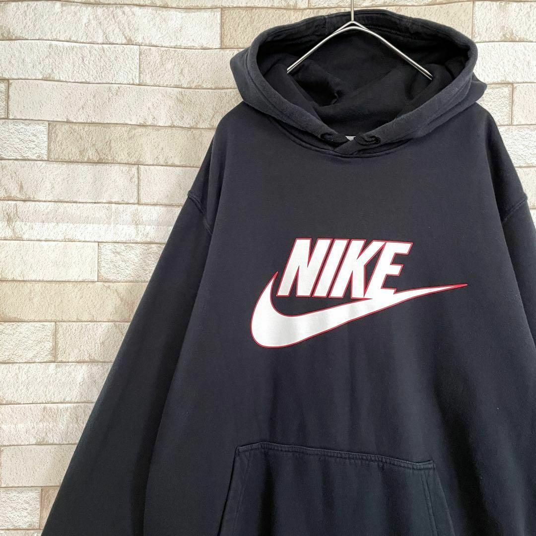 NIKE ナイキ パーカー プルオーバー センターロゴ 黒 XL