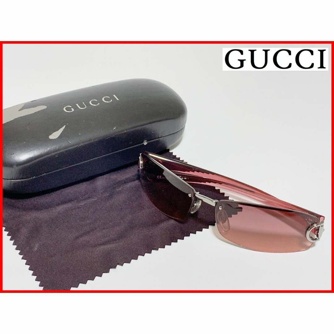 日本製造 GUCCI グッチ サングラス ケース付 ピンク系 レディース