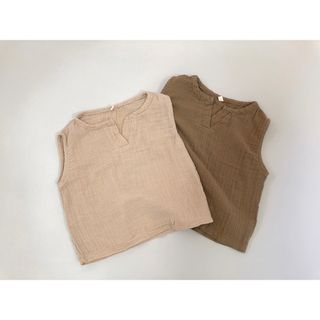 新品　コットンノースリーブ　女の子　男の子　春夏秋　トップス　無地　Tシャツ(Tシャツ/カットソー)