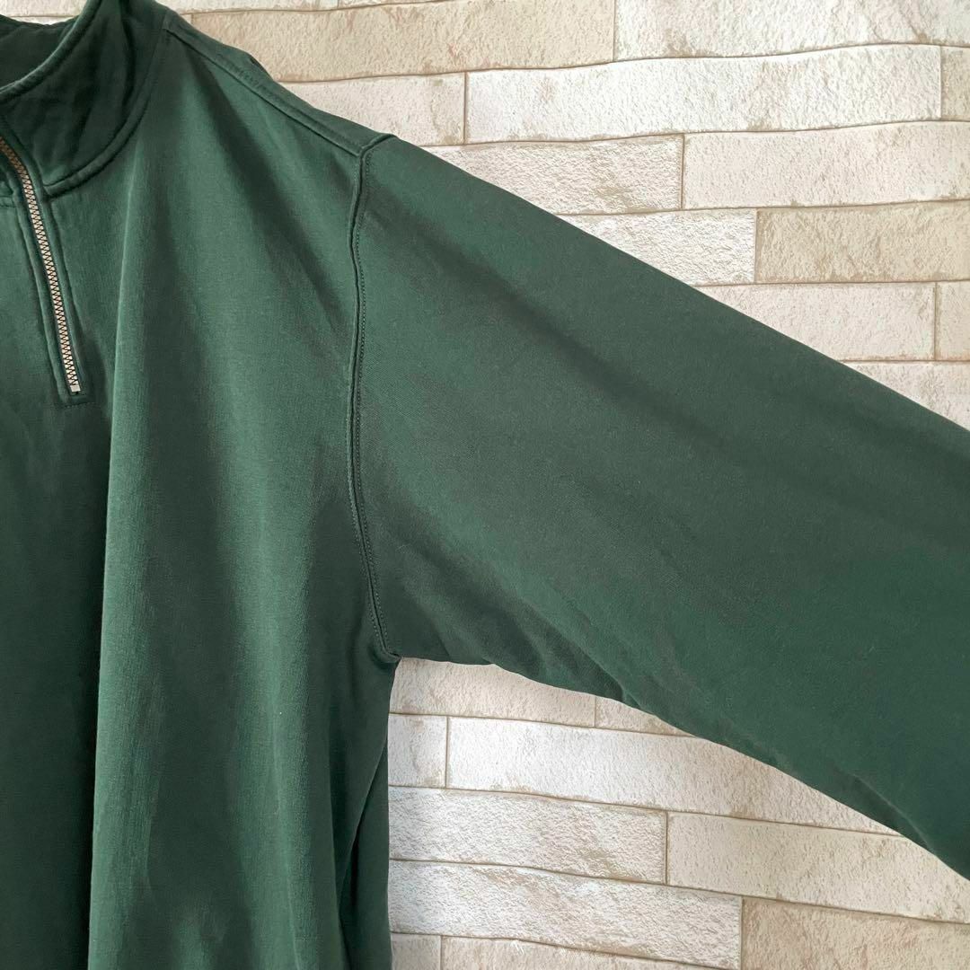 L.L.Bean(エルエルビーン)のエルエルビーン ハーフジップ スウェット 無地 裏起毛 グリーン XL メンズのトップス(スウェット)の商品写真