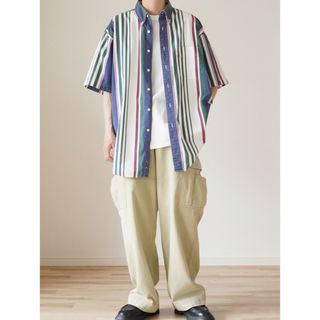 エルエルビーン(L.L.Bean)の90s 古着 L.L.Bean 半袖 マルチストライプシャツ BDシャツ(シャツ)