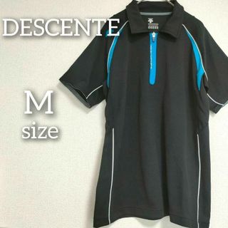 デサント(DESCENTE)の【DESCENTE】☆デサント☆ポロシャツM　半袖　ジッパー　ハーフジップ　ロゴ(ポロシャツ)