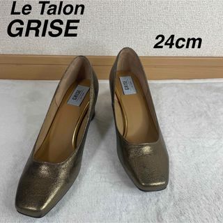 LE TALON GRISEゴールドポインテッドトゥストラップパンプス23.5