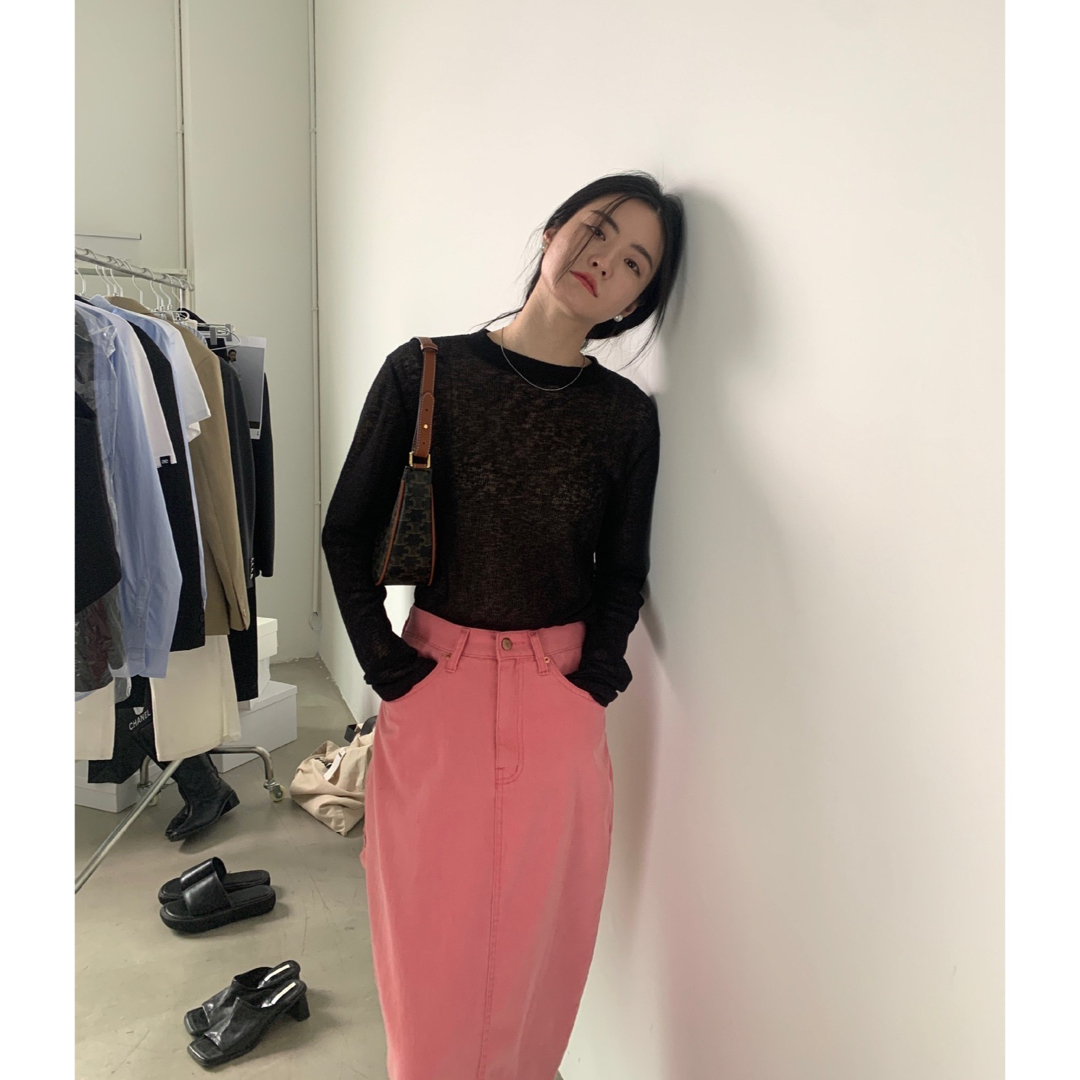 LONG SLEEVE SHEER KNIT TOP レディースのトップス(ニット/セーター)の商品写真