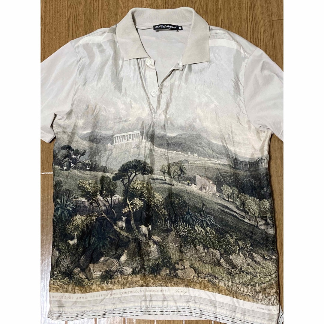 Tシャツ/カットソー(半袖/袖なし)DOLCE&GABBANA シチリア 風景画 デザイン 半袖 ポロシャツ