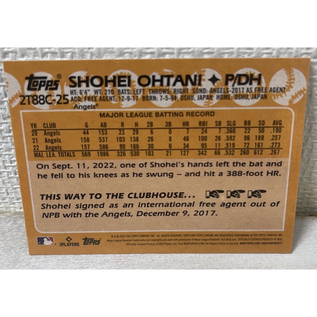 レア】2023年カード 大谷翔平 TOPPS 2T88C-25の通販 by nyao9268's