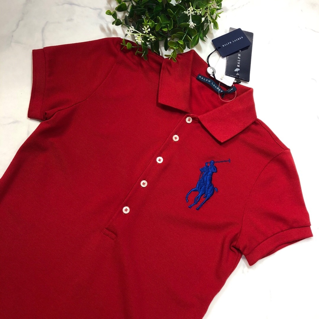 Ralph Lauren(ラルフローレン)の【未使用】ラルフローレンのビッグポニーポロシャツS赤 レディースのトップス(ポロシャツ)の商品写真