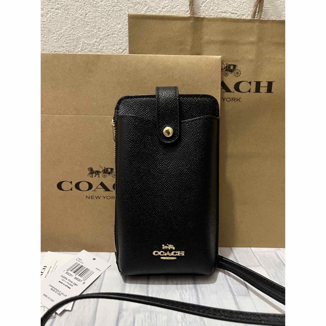 COACH コーチ　スマホケース　ショルダーバッグ　財布　ブラック　黒色