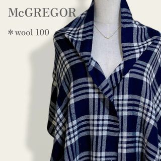 マックレガー(McGREGOR)の【大人気】　マックレガー　高級ウール100％　フリンジチェックショールマフラー(マフラー/ショール)